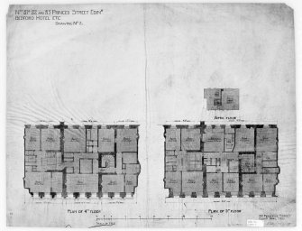 Photogrpahic copy of plans for 81, 82 & 83 Princes Street, 'Bedford Hotel etc', plans of fourth, fifth and attic floor.