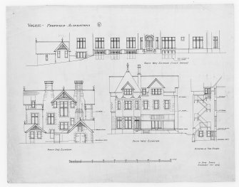 Elevations showing alterations including details of stairs for Vogrie House.
