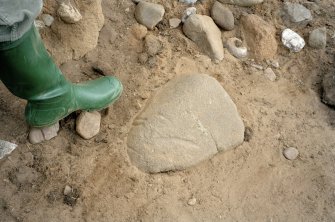 Detail of plough-scarred stone on SW side of cairn