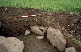 View of the SW corner of the excavation trench. Scale in 200mm divisions