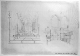 Glasgow, University Chapel.
Photographic copy of perspective views of new gallery.