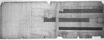 Photographic copy of drawing of block plan showing area before and after proposed redevelopment.
