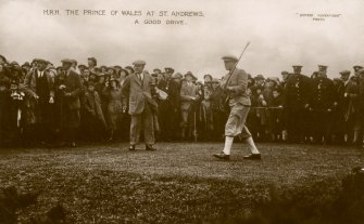 H.R.H The Prince of Wales at St Andrews hitting a good drive.