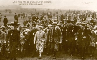 H.R.H The Prince of Wales at St Andrews returning from his game.
