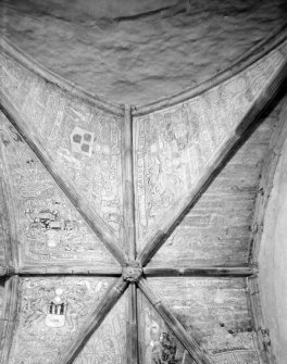 Balbegno Castle. Interior.
View of roof of main hall.