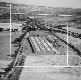 Telegraph Condenser Co, Ltd, Whiteside Works, Bathgate, Standhill Fm, Bathgate, west Lothian, Scotland, 1948. Oblique aerial photograph taken facing east.  This image has been produced from a crop marked negative.