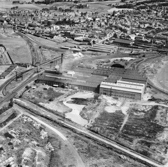 north British Steel Foundry Ltd, Balbardie Steel Works, Paulville, Bathgate, west Lothian, Scotland, 1949. Oblique aerial photograph taken facing north.