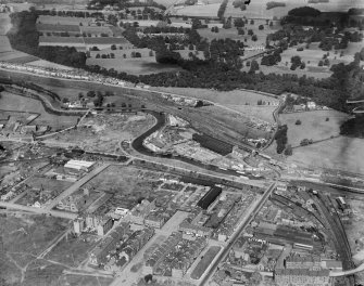 Robinson Dunn and Co. Ltd. Temple Saw Mills and Fulton Street, New Kilpatrick, Dunbartonshire, Scotland, 1930.  Oblique aerial photograph taken facing north. This image has been produced from a damaged negative.