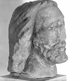 Carved head of Christ.