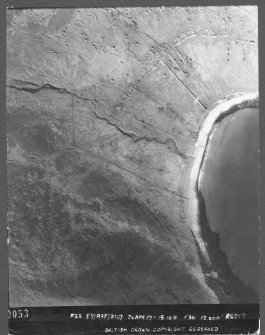 Vertical aerial photograph of St Kilda, taken at the beginning of Operation Hardrock when only the advance party was on island. Scanned image of 58/RAF/2147/F22/0053.