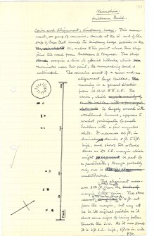 Sketch plan of Auldearn cairn and stone row (extract from manuscript)