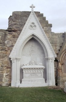 View of mural tomb to Sir Lyon Playfair d.1861 and family, St Andrew's Cathedral graveyard.