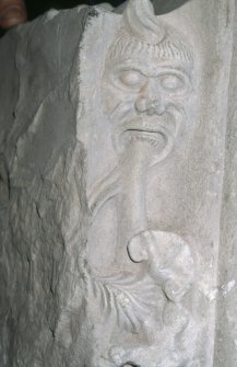 Detail of carving of Green Man, St Andrew's Cathedral museum