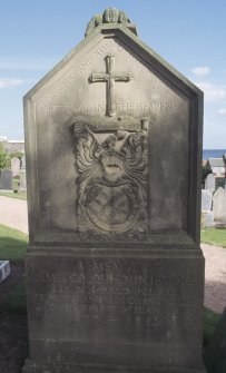 View of headstone to James Colquhoun Irvine 1877-1951, principal and vice chancellor of the University of St Andrews, St Andrew's Cathedral  Eastern cemetery.