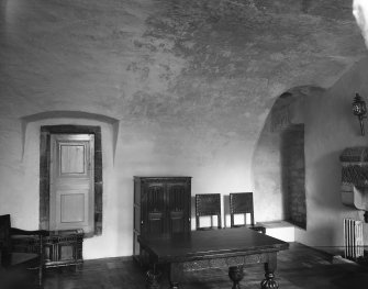 Kinnairdy Castle. Interior.
General view of the vaulted room at the base of the tower.
