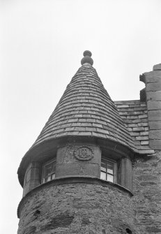 Fordyce Castle. Detail of monogram on turret.