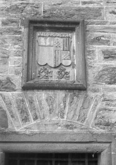 Castle Menzies.
Detail of panel over yett, date on panel is 1571.