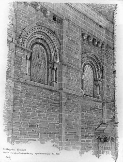 Photographic copy of drawing showing choir windows.