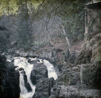 Visit photographs: Black Linn Fall, with Ossian's Hall pictured, Dunkeld, taken by R Ritchie during his time as Historic Scotland inspector.