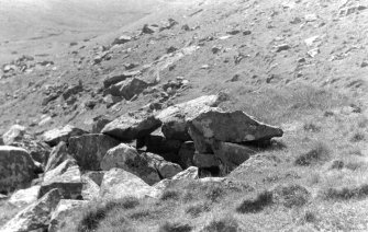 A general view of a structure on St Kilda, probably the building at Leacan an Eitheir.