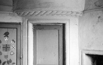 Gardyne Castle. Interior.
Detail of cable moulding over door of turret.