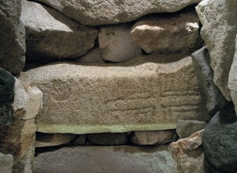 St Kilda, Village Bay. Cleit 74, cross-incised stone re-used as lintel.