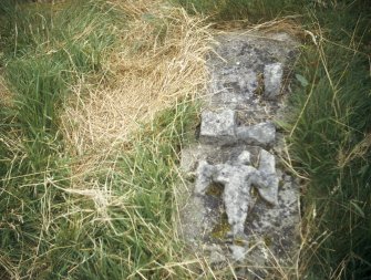 View of ancient graveslab, St Mary's Churchyard, Dunvegan, Skye.