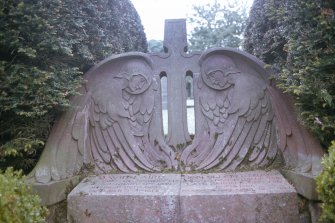 Detail of headstone to David Aird showing winged angels, Whitekirk Parish Church Burial Ground.