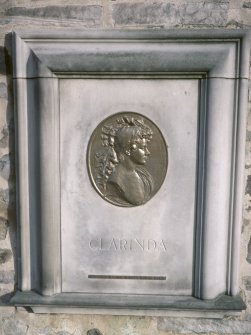 View of mural monument to Clarinda, Canongate Churchyard, Edinburgh.