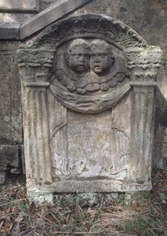 Detail of headstone to James Craigie d. 1743, Glencorse Parish Churchyard.