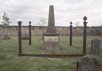 View of obelisk to Donald McDonald d.1864, Govan Old Parish Church burial ground.
