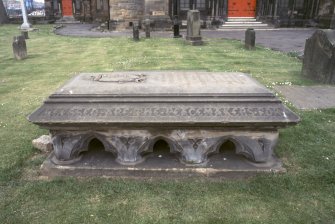 View of tablestone, Govan Old Parish Church burial ground.