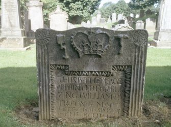 View of headstone to William Paterson d. 1749 and Mary Leitch,New Kilpatrick Parish Church Burial Ground, Bearsden.