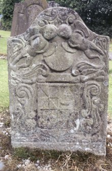 Detail of headstone to William McHutcheon d.1738, St Kessog's Churchyard, Luss.