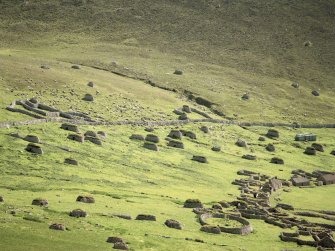 St Kilda, Village Bay. General view of the north east area. with the burial ground in the foreground and the head dyke in the background.