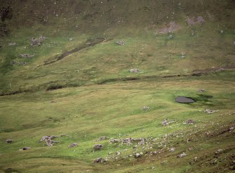St Kilda, Gleann Mor. General view showing gathering folds, cleitean etc.