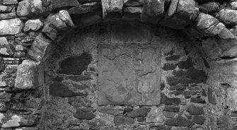 Tomb and memorial panel, Kildonnan, Eigg.