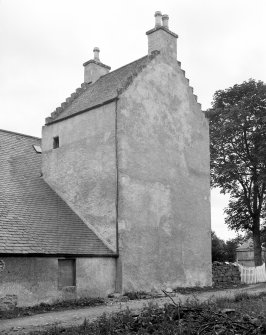 Auchanachie House. View of tower from NW.