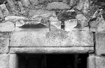 Leslie Castle. Detail of inscribed lintel.