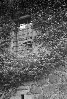 Leslie Castle. Detail of grated window in N elevation.