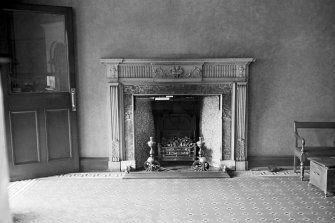 Interior-detail of fireplace in telling hall