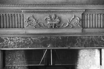 Interior-detail of fireplace in telling hall of bank
