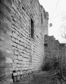 Cathcart Castle, south west side from west.