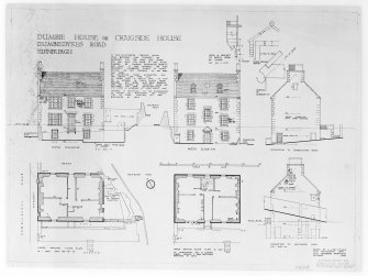 Edinburgh, Dumbiedykes Road, Dumbie house.
Photographic copy of plans and elevations of house.
Insc: 'Dumbie House, or Cragside House, Dumbiedykes Road, Edinburgh'.
Black ink printed on paper.