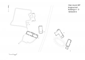 Scale drawing of buildings A-D