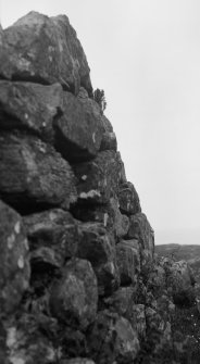 Dun Colbost, Skye. Detail of external wall showing batter.