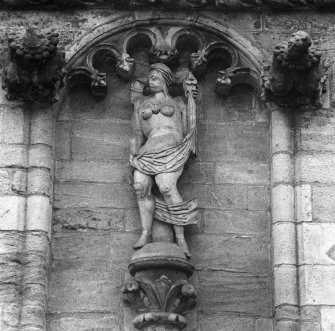 Stirling Castle, Royal Palace, North facade. Detail of sculpture in bay 15.