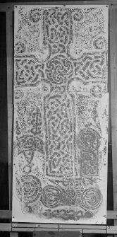 Photographic copy of rubbing showing detail of the face of Dyce no.2 Pictish cross slab.