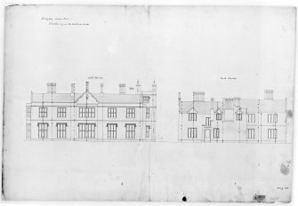 Photographic copy of plan showing North and South elevations, Aros House, Mull.