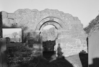 View of S arched doorway, Stenton Old Parish Church.
